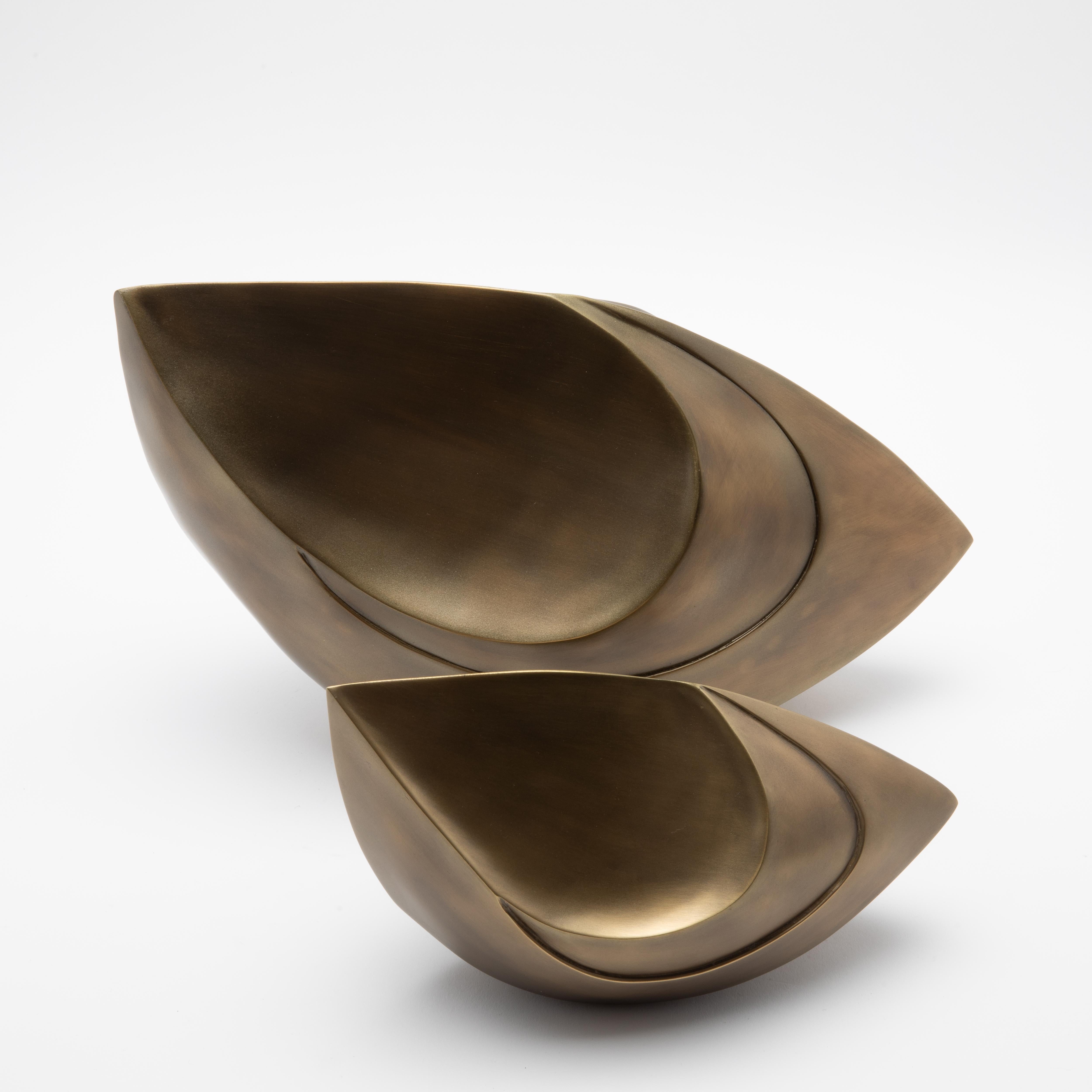 XXIe siècle et contemporain Paire de Sculptures Modernes Abstraites en Bronze Patina Brass par Patrick Coard Paris en vente