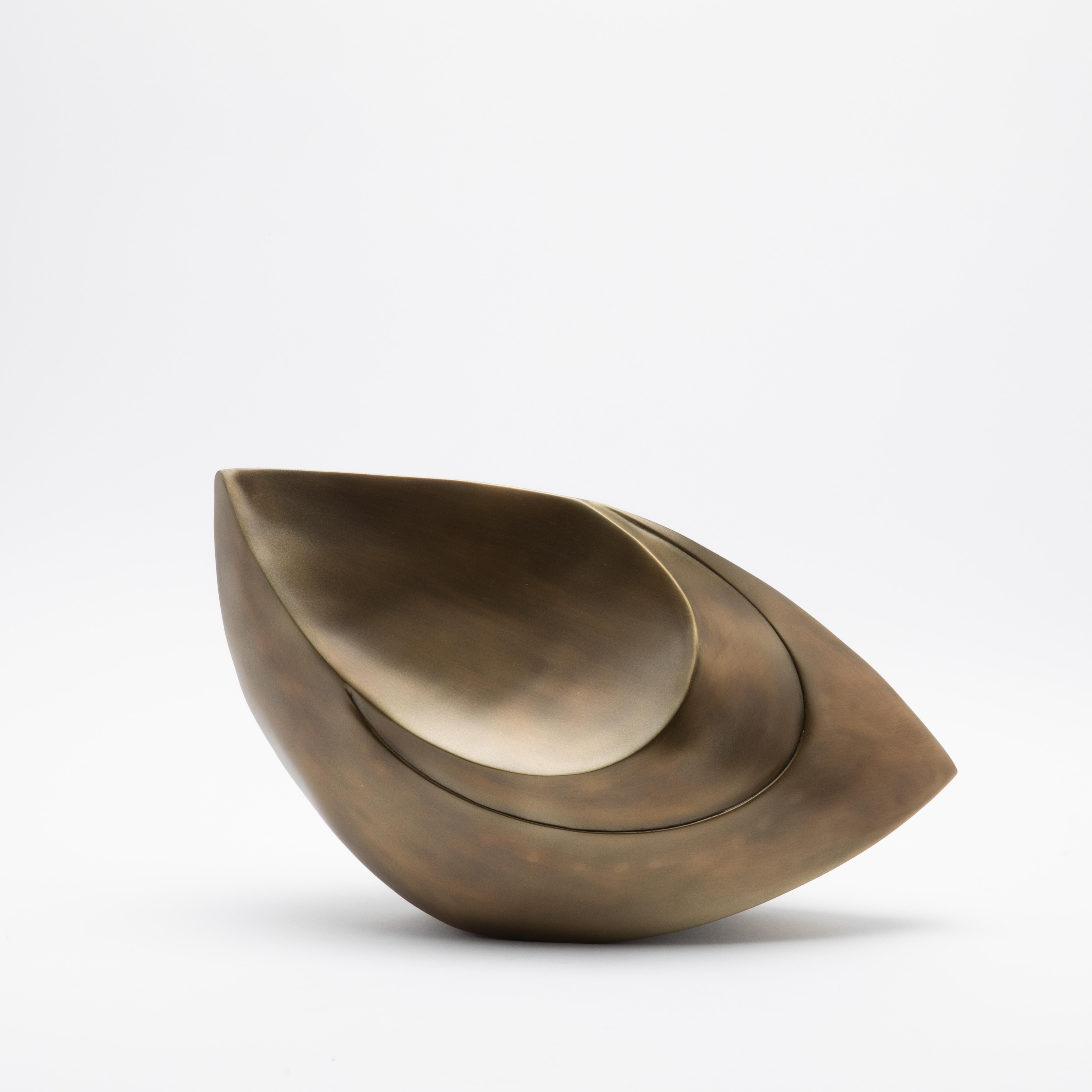 Paire de Sculptures Modernes Abstraites en Bronze Patina Brass par Patrick Coard Paris en vente 1