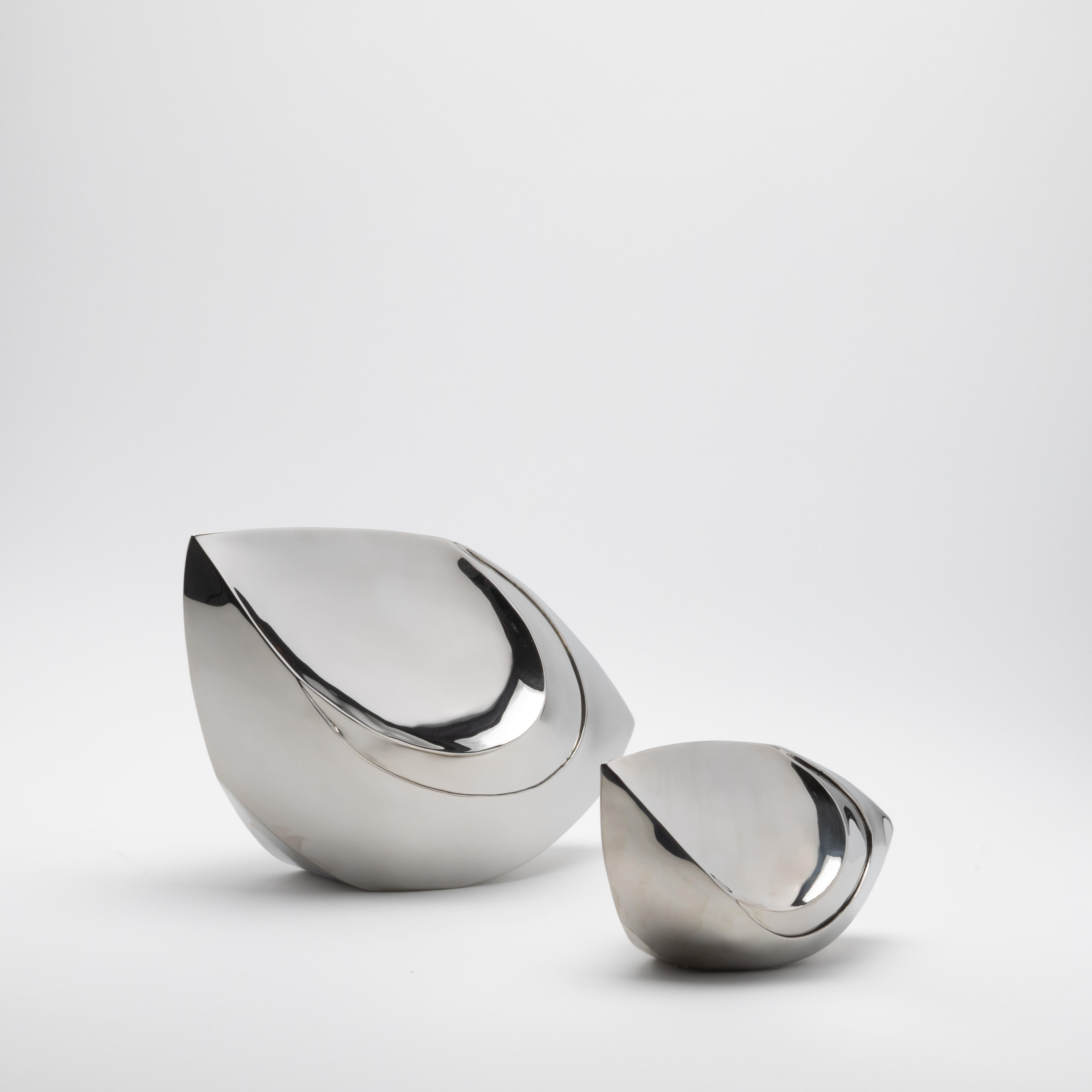 Paire de sculptures abstraites modernes en acier poli de Patrick Coard Paris en vente 2