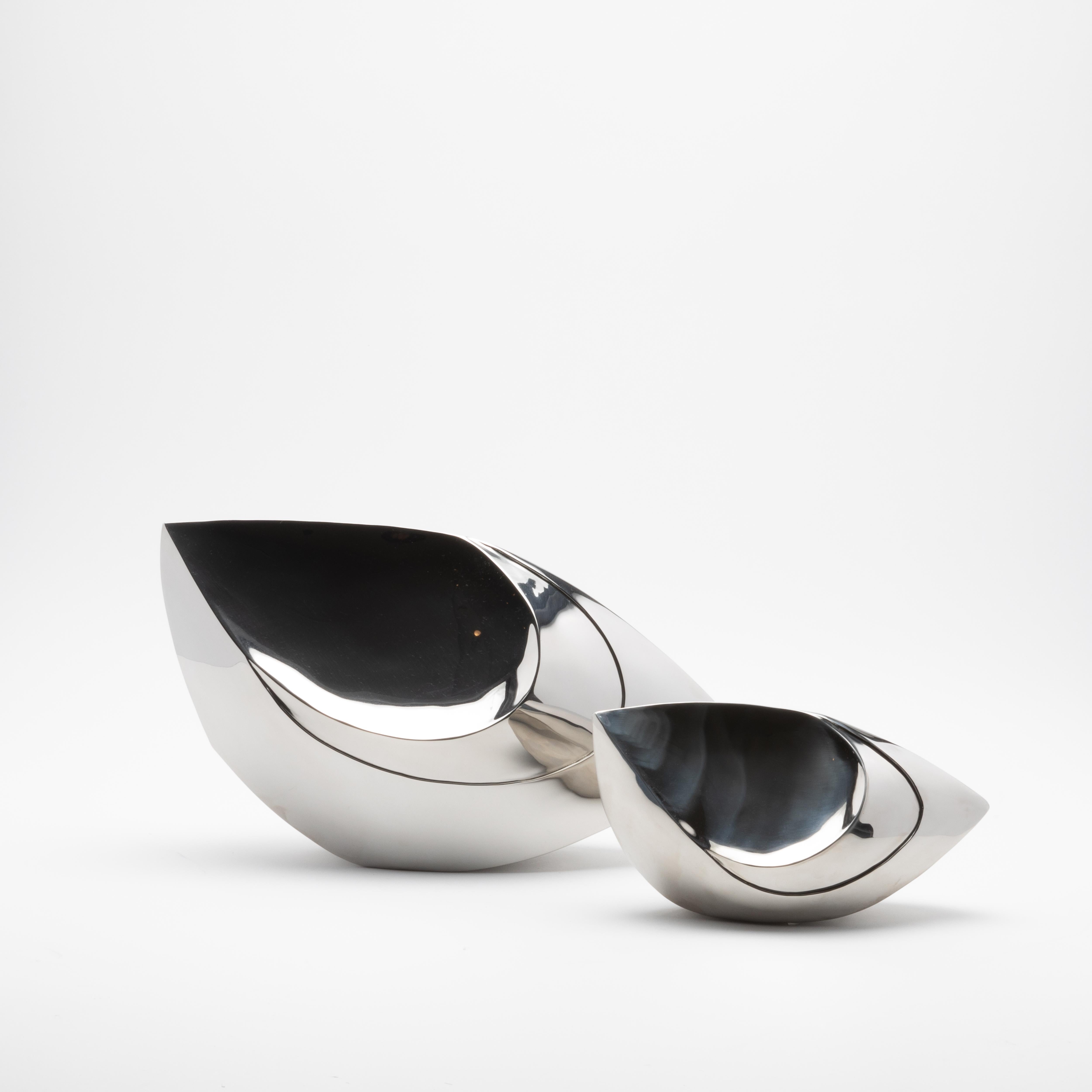 Paire de sculptures abstraites modernes en acier poli de Patrick Coard Paris en vente 3