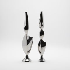 Pareja de esculturas abstractas modernas de acero pulido de Patrick Coard Paris