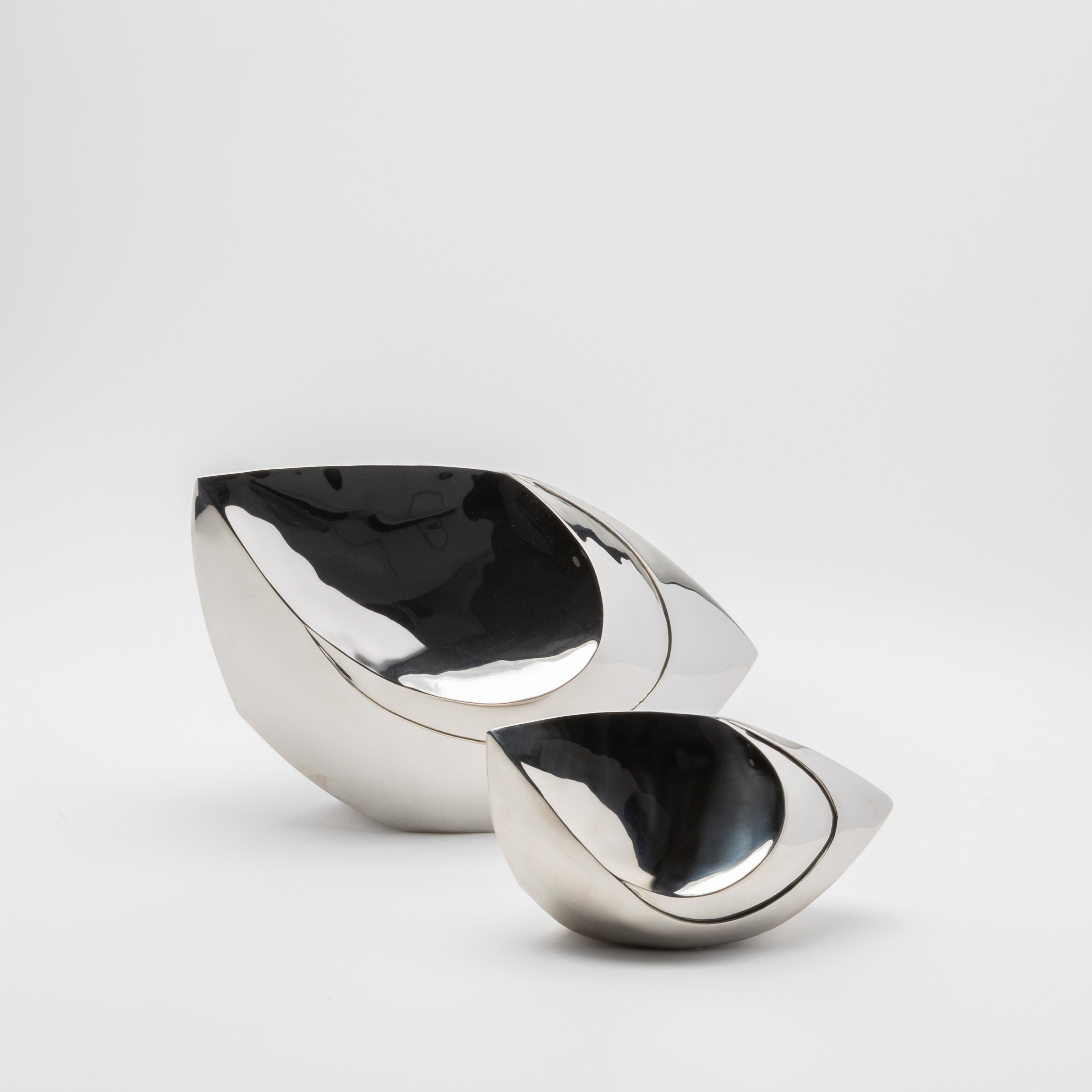 Fait main Paire de sculptures abstraites modernes en acier poli de Patrick Coard Paris en vente