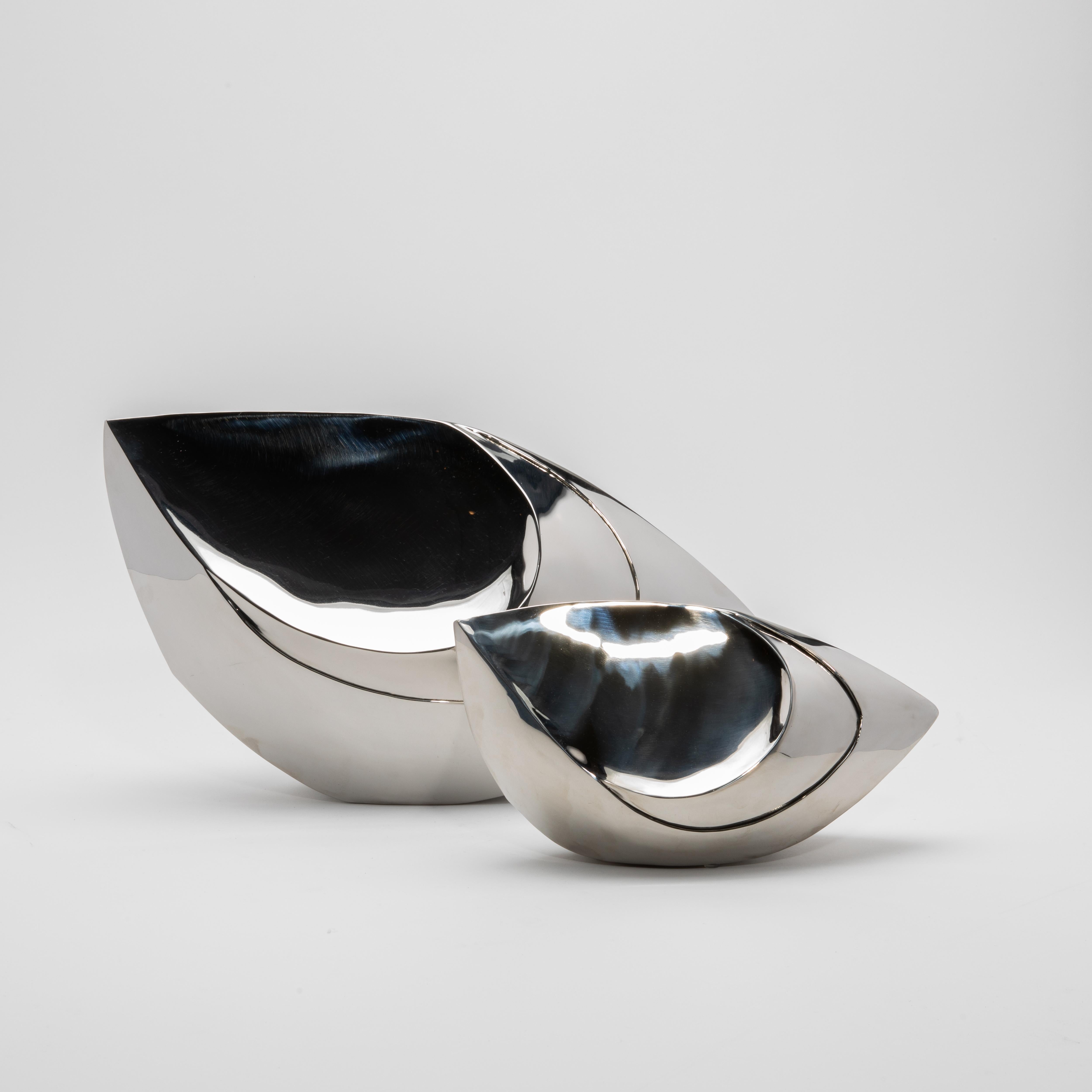 XXIe siècle et contemporain Paire de sculptures abstraites modernes en acier poli de Patrick Coard Paris en vente