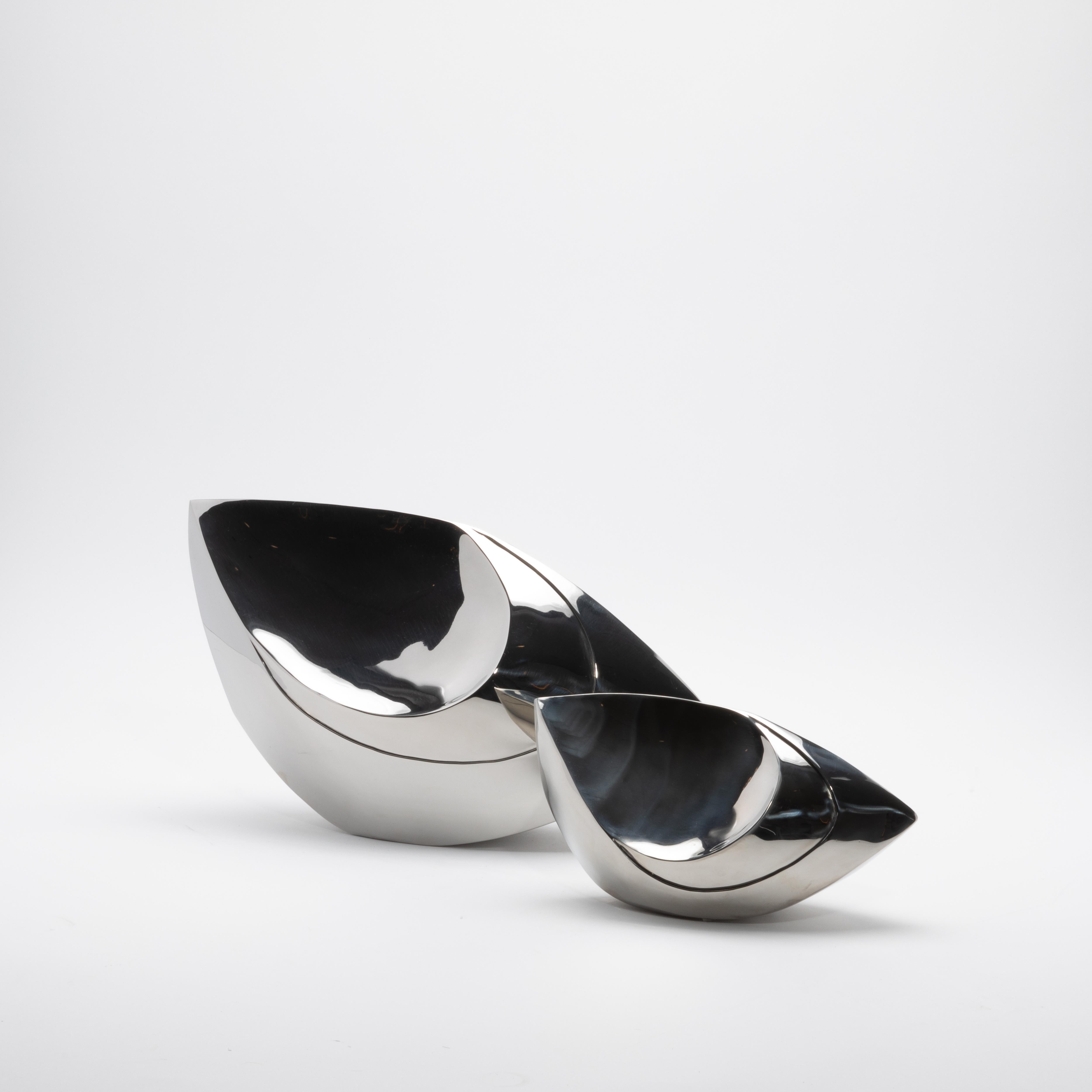 Paire de sculptures abstraites modernes en acier poli de Patrick Coard Paris en vente 1