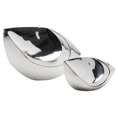 Pair of Modern Abstract Sculptures in Polished Steel by Patrick Coard Paris