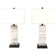 Pair of Modern Alabaster Lamps attributed to Visual Comfort