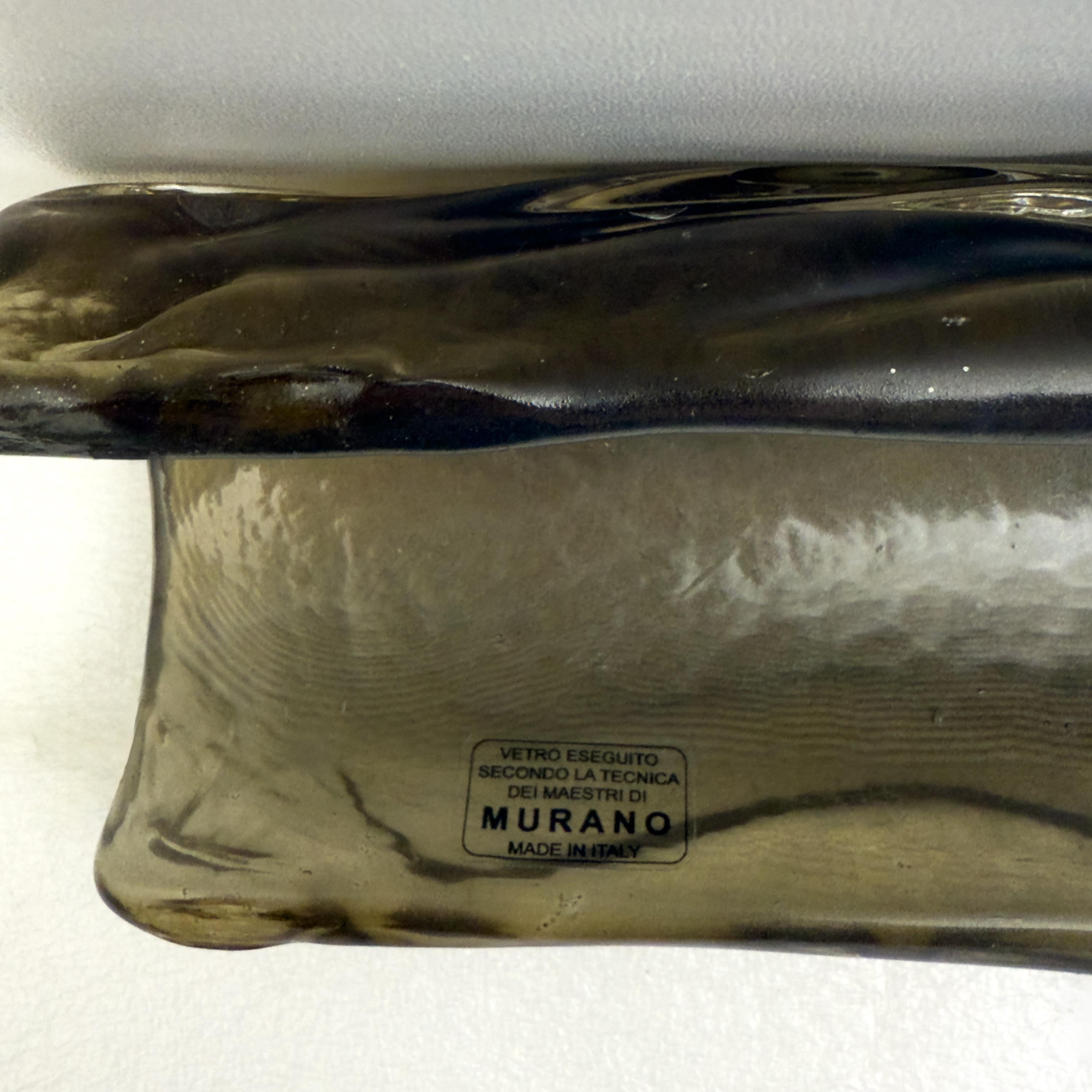 Coppia di lampade moderne in vetro di Murano ambra e verde e ottone in vendita 3