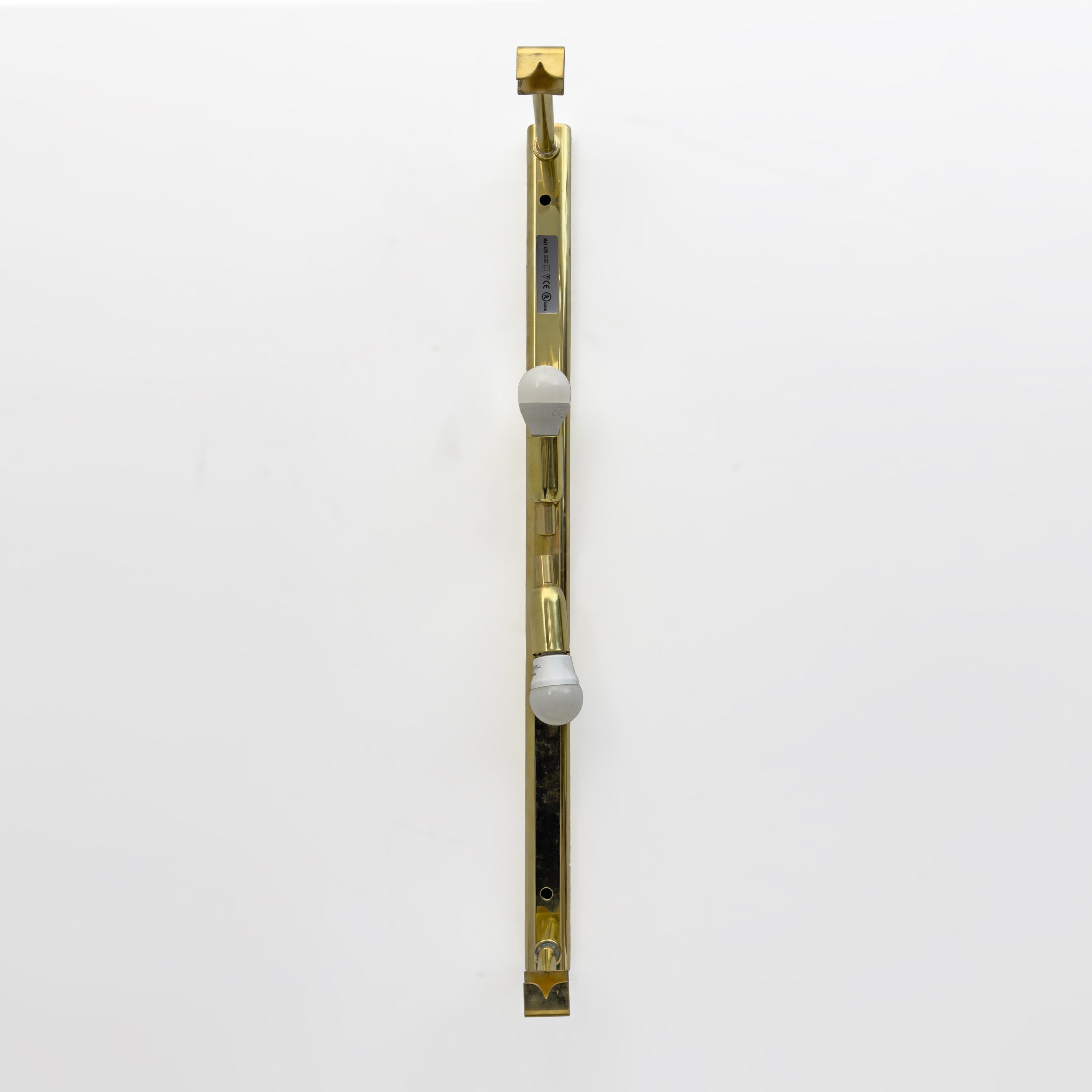 Pair of Modern Amber Murano Glass and Brass Sconces For Sale 5
