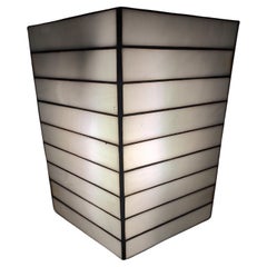 Pair of Modern Architectural Leaded Milk Glass Sconces by Lightolier