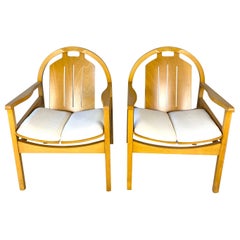 Paire de fauteuils modernes Argos en bois de hêtre + tissu, Baumann