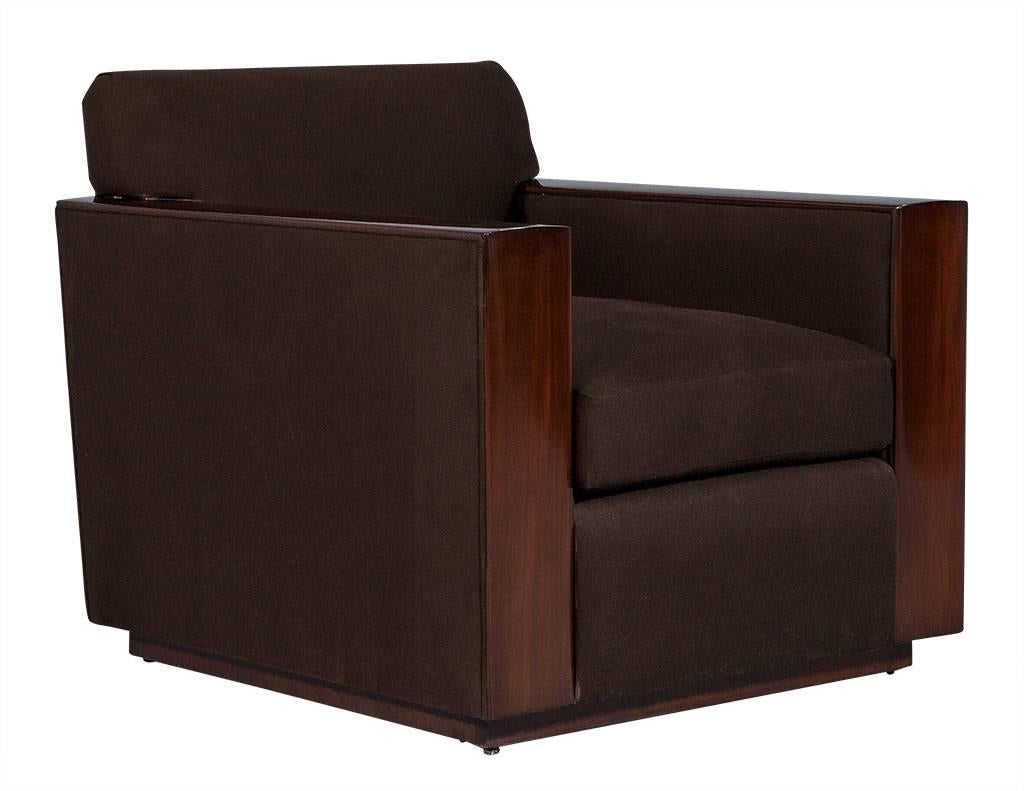 American Pair of Modern Art Deco Inspired Club Chairs Brook Street by Ralph Lauren