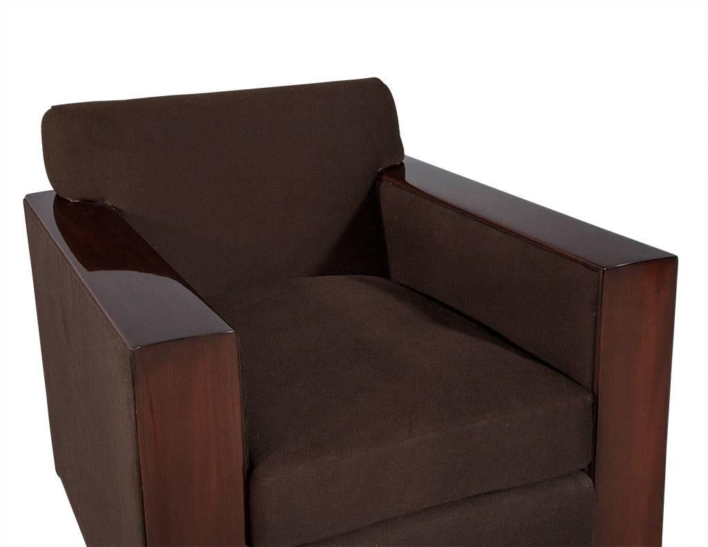 Contemporary Pair of Modern Art Deco Inspired Club Chairs Brook Street by Ralph Lauren
