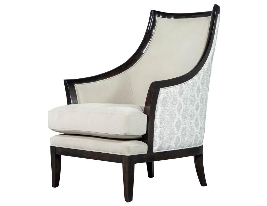 Pair of Modern Art Deco Style Curved Back Lounge Chairs In New Condition In North York, ON