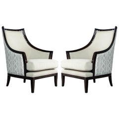 Pair of Modern Art Deco Style Curved Back Lounge Chairs