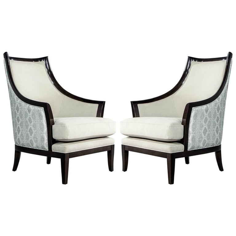 Pair Of Modern Art Deco Style Curved Back Lounge Chairs At 1Stdibs