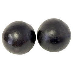 Pair of Modern Artisan Bronze Garden 8" Balls/Spheres, Late 20th Century