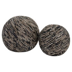 Pair of Modern Ball Pillows with Elitis Fabric by MOGUL