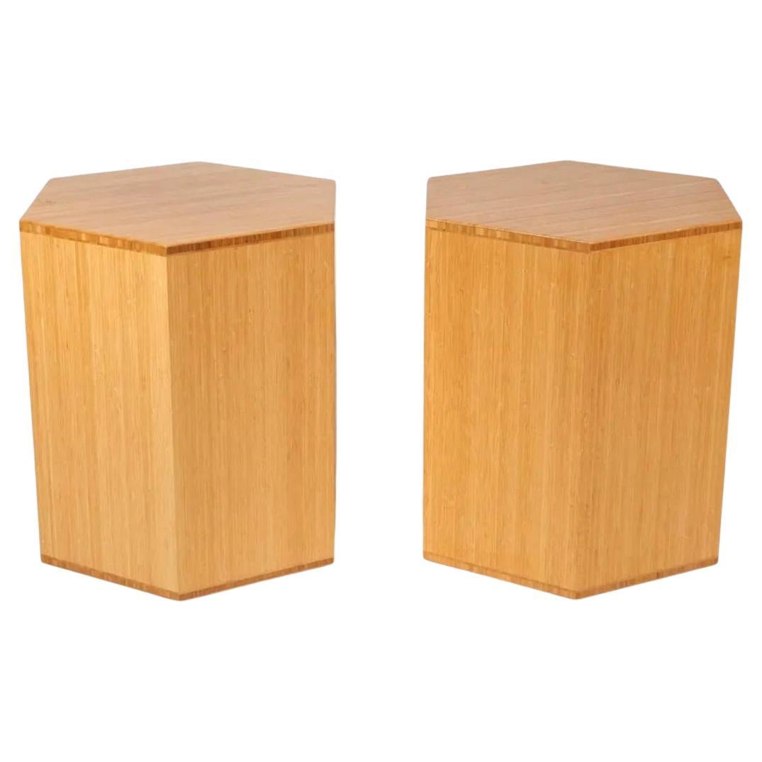 American Pair of Modern Bamboo Hexagon side tables or plinths For Sale