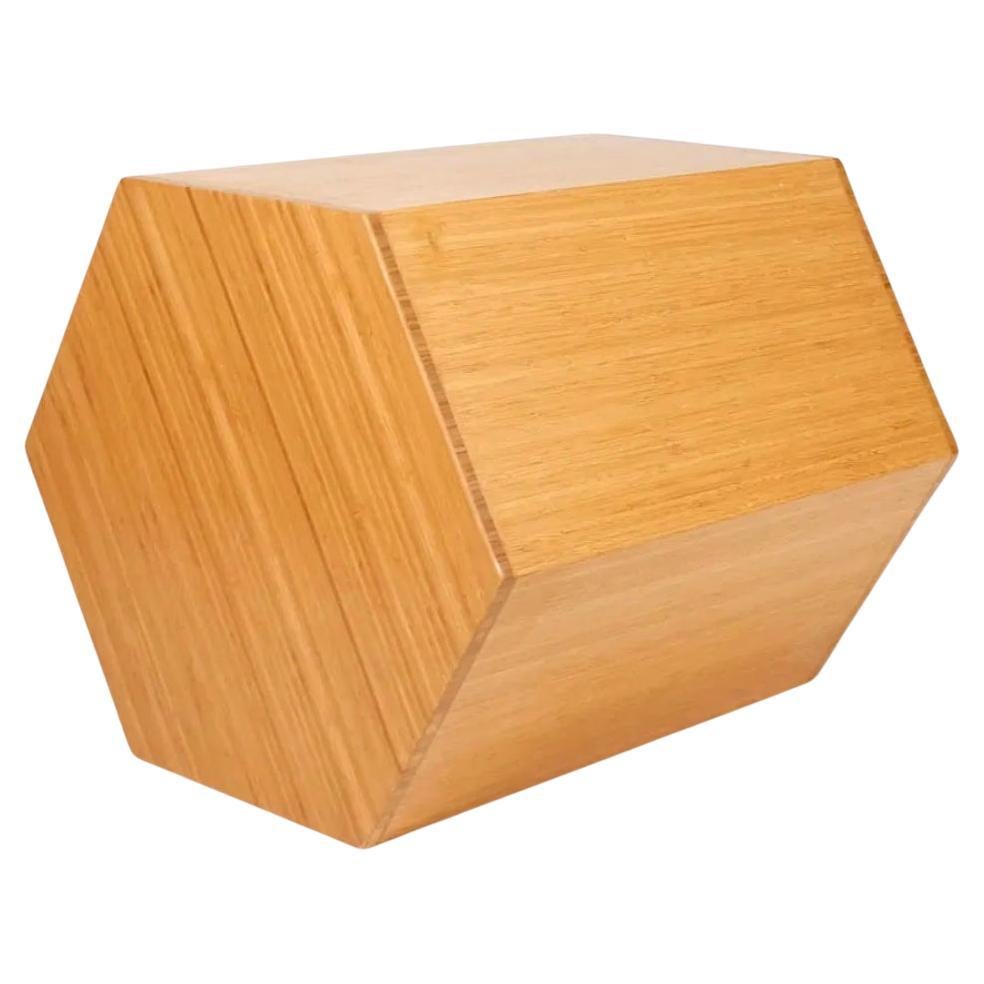 Woodwork Pair of Modern Bamboo Hexagon side tables or plinths For Sale