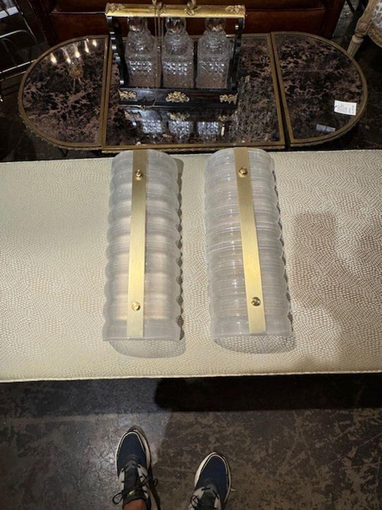 Pair of Modern Barrel Form Sconces In Good Condition For Sale In Dallas, TX
