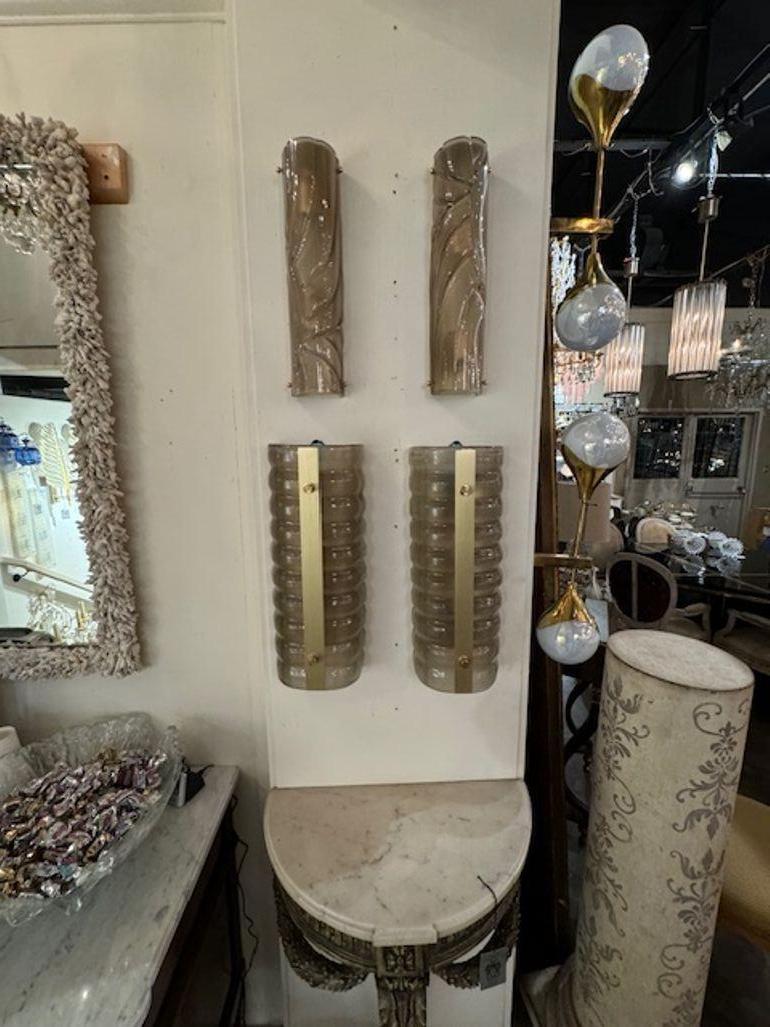 Pareja de modernos apliques de Murano en forma de barril en Bueno estado para la venta en Dallas, TX