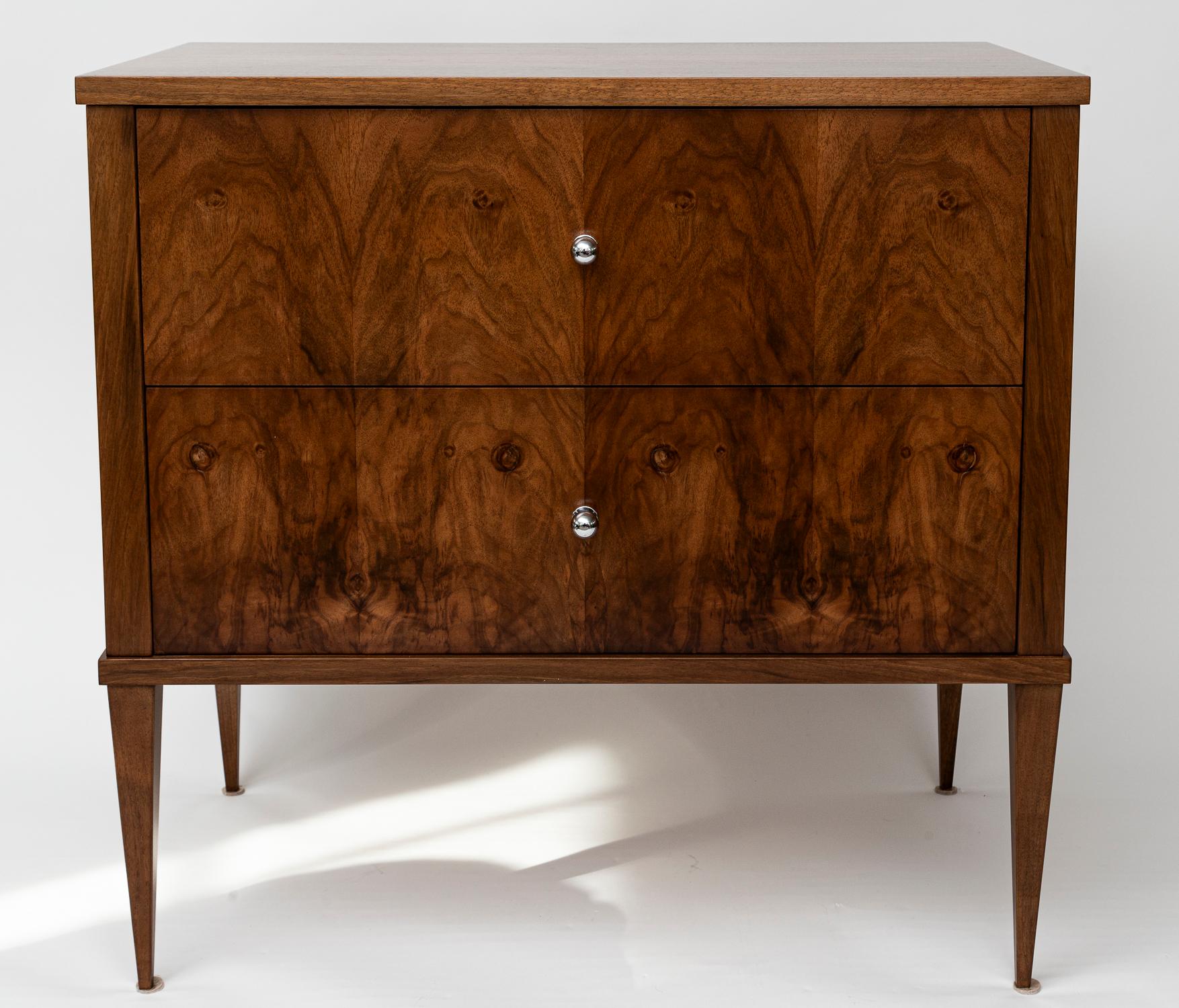 German Pair Of Modern Biedermeier Walnut Chest Of Drawers, Contemporary For Sale