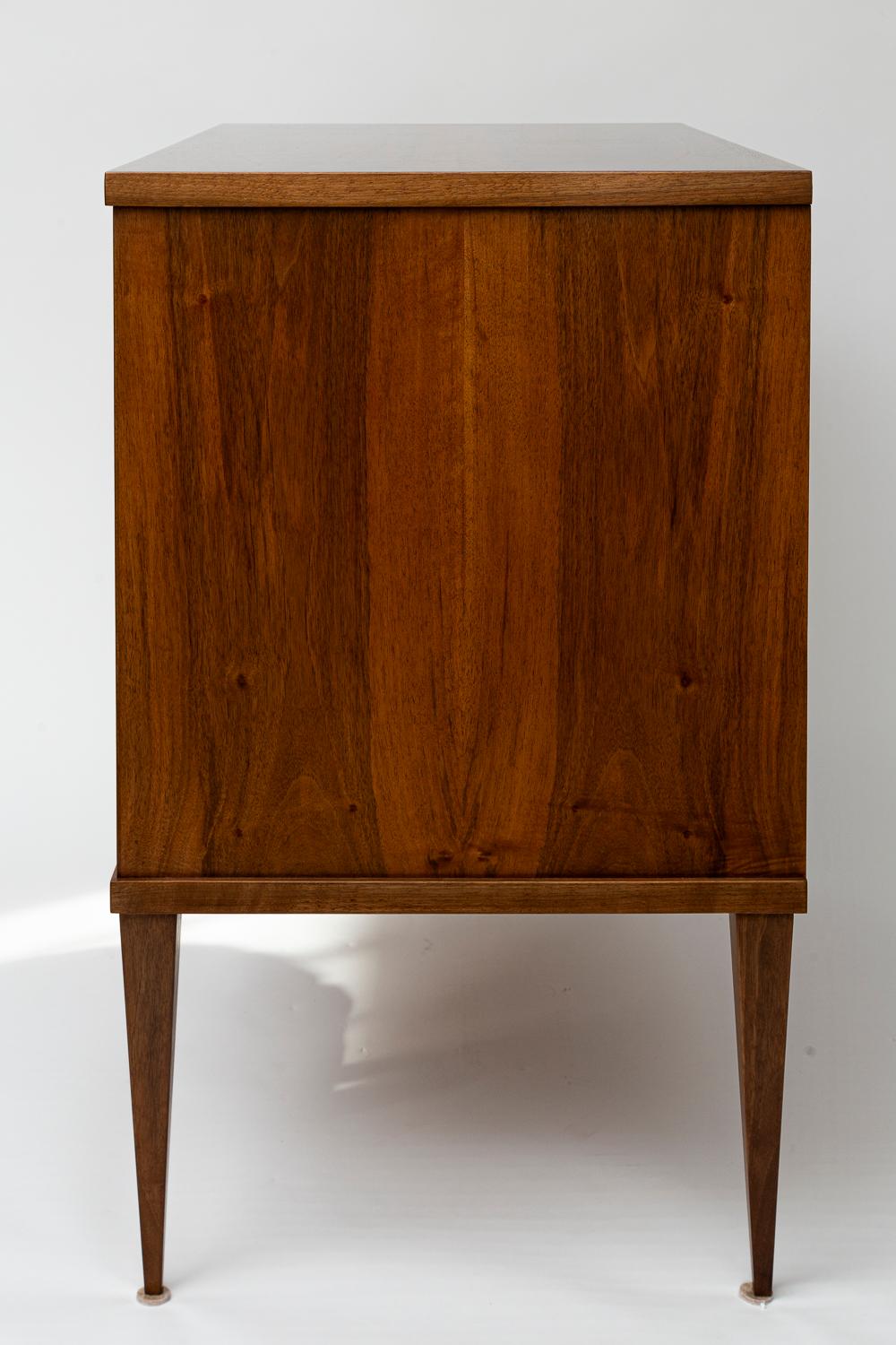 Pair Of Modern Biedermeier Walnut Chest Of Drawers, Contemporary In Good Condition For Sale In Westport, CT