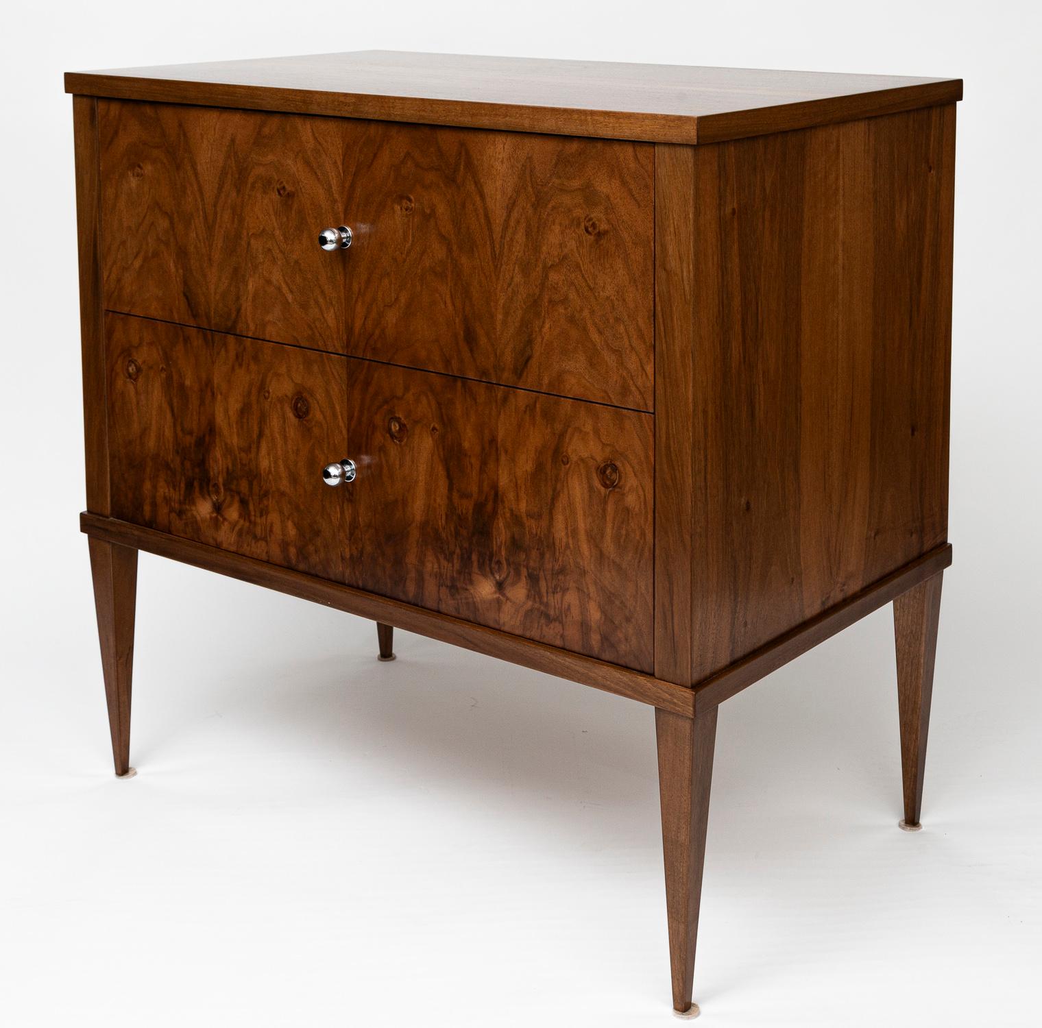 Pair Of Modern Biedermeier Walnut Chest Of Drawers, Contemporary For Sale 1