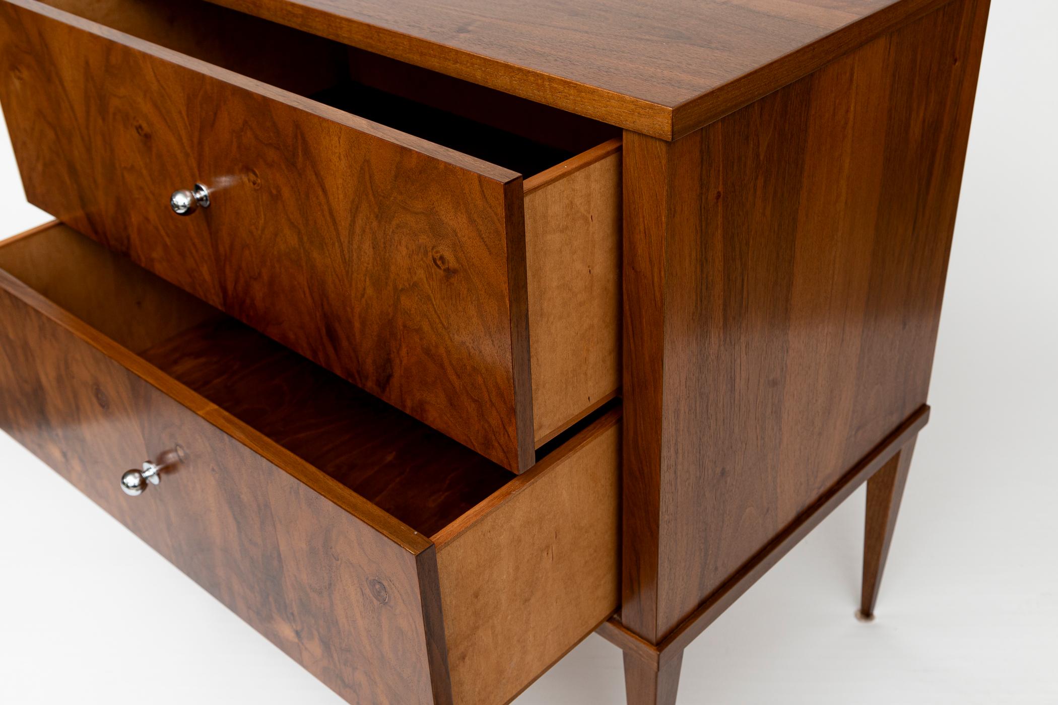 Pair Of Modern Biedermeier Walnut Chest Of Drawers, Contemporary For Sale 2