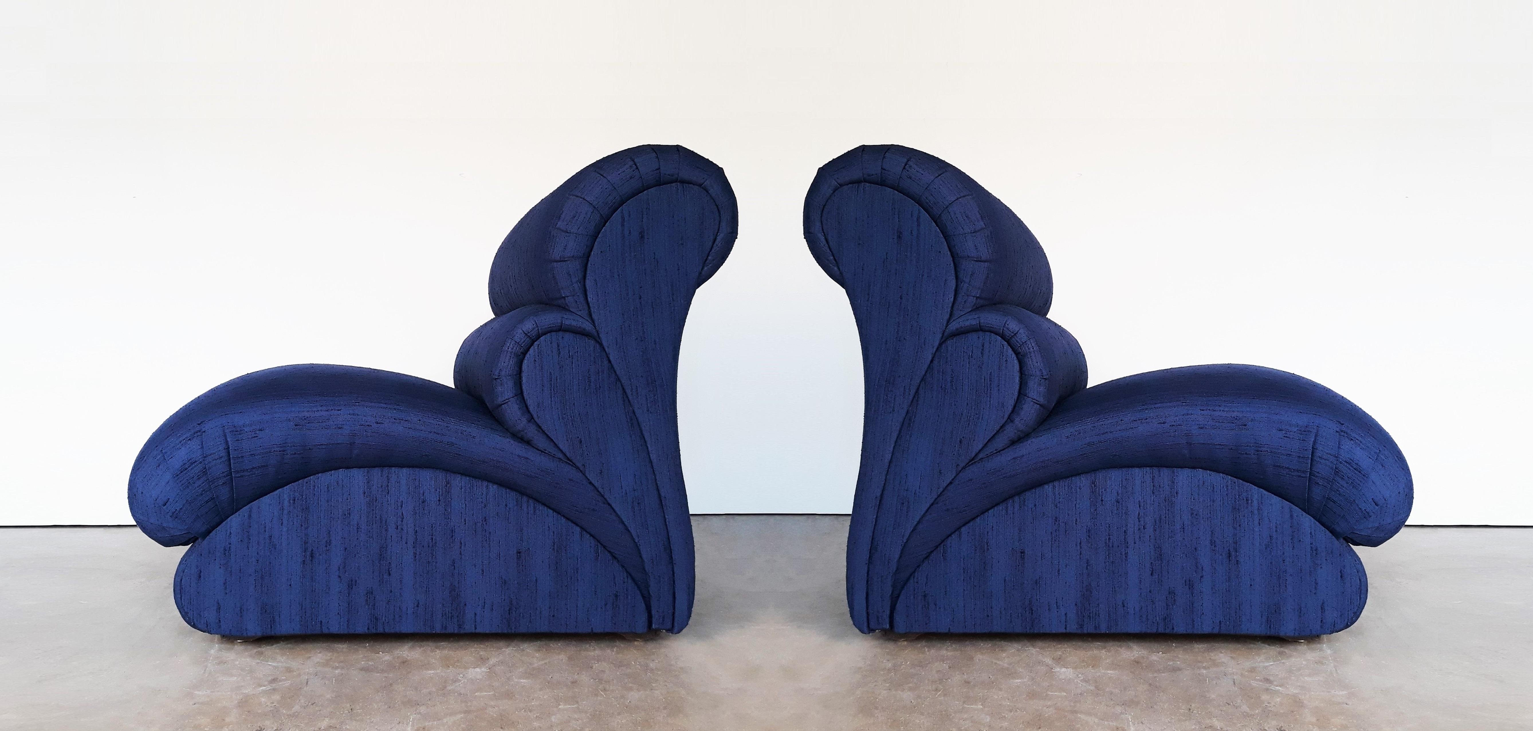American Pair of Modern Biomorphic Lounge Chairs by Weiman, 1980s For Sale