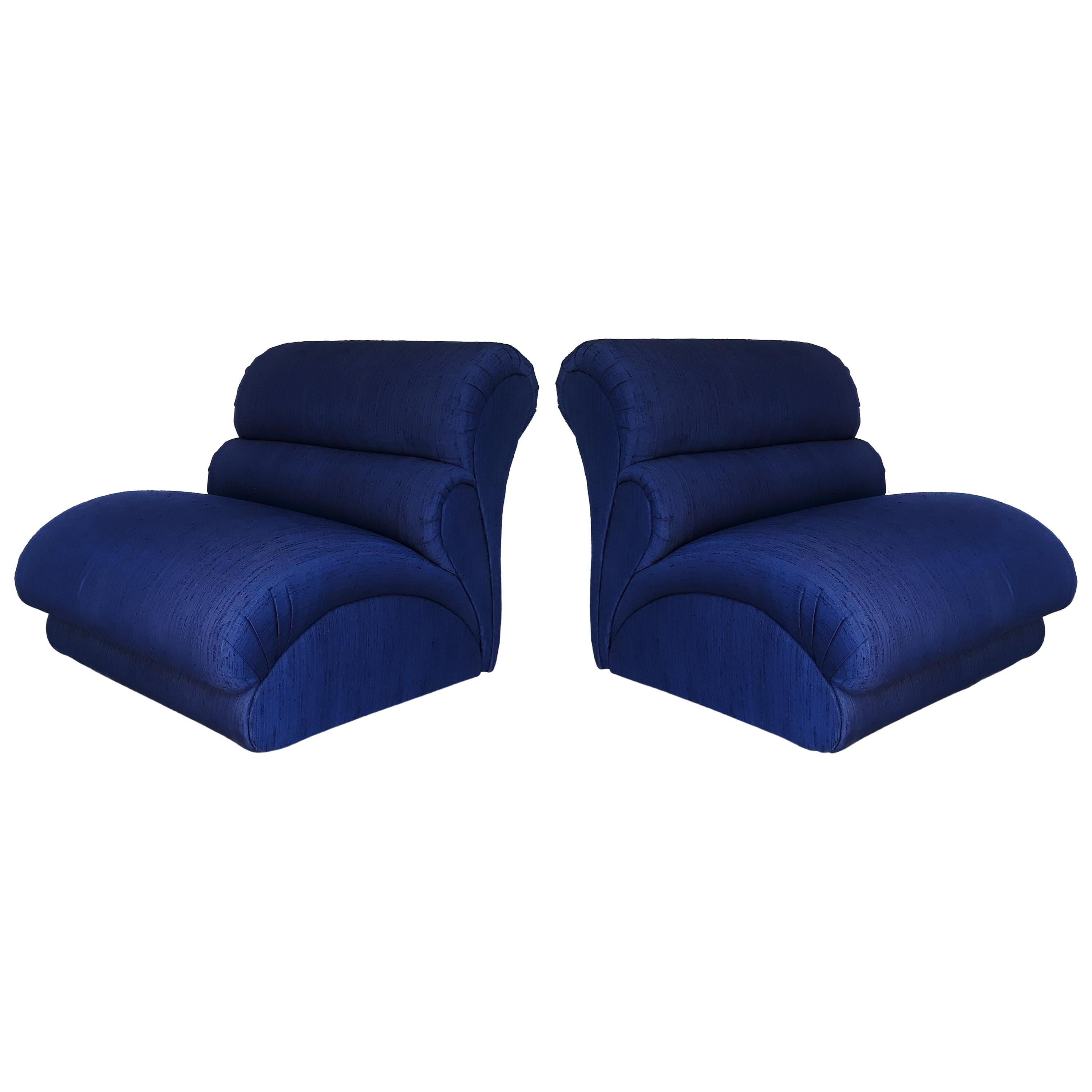 Pair of Modern Biomorphic Lounge Chairs by Weiman, 1980s