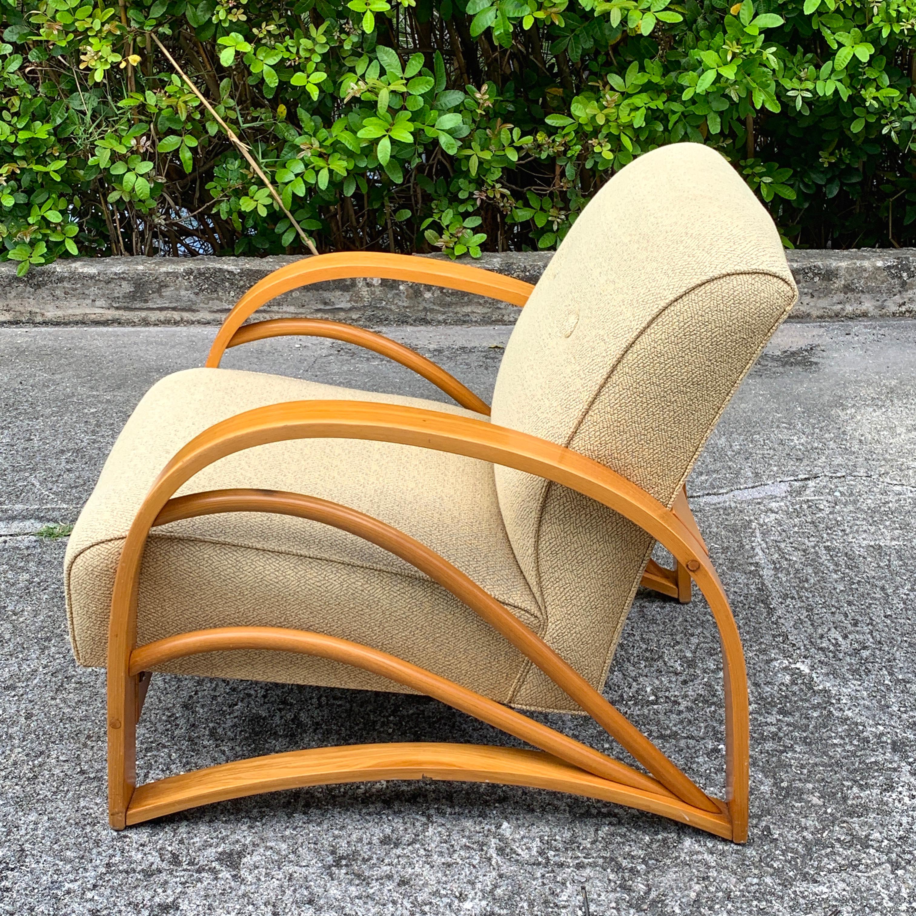 Pair of Modern Birch Club Chairs in the Style of Paul Frankl In Good Condition In West Palm Beach, FL