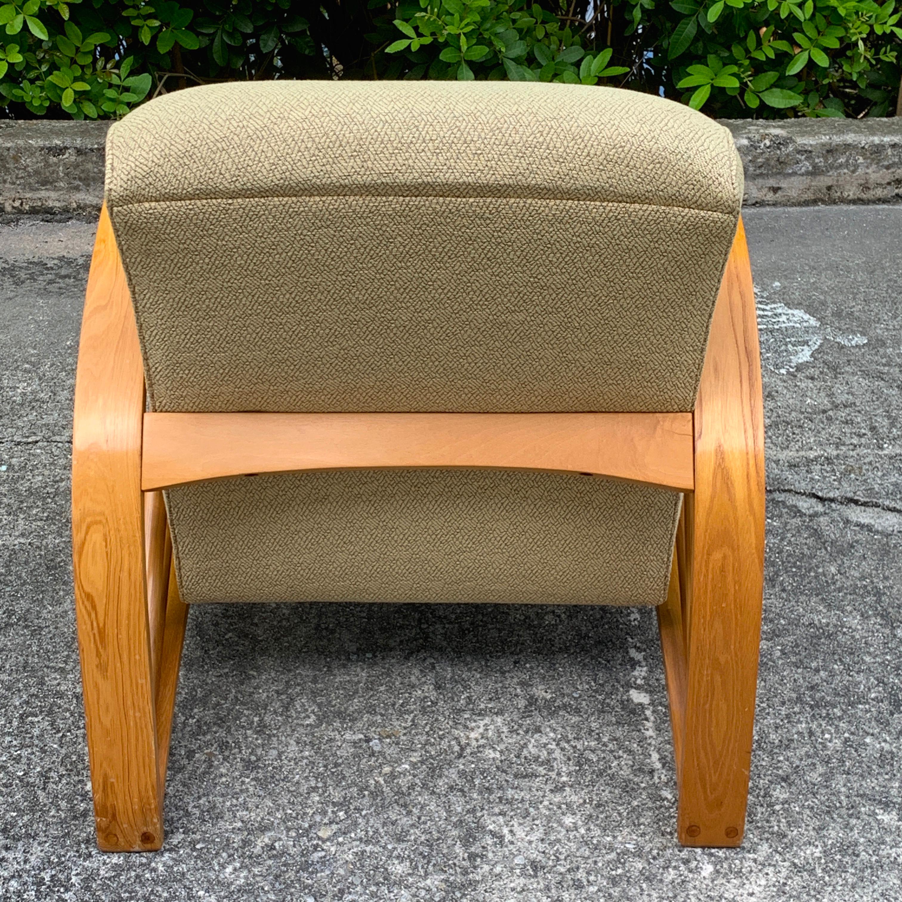 Upholstery Pair of Modern Birch Club Chairs in the Style of Paul Frankl