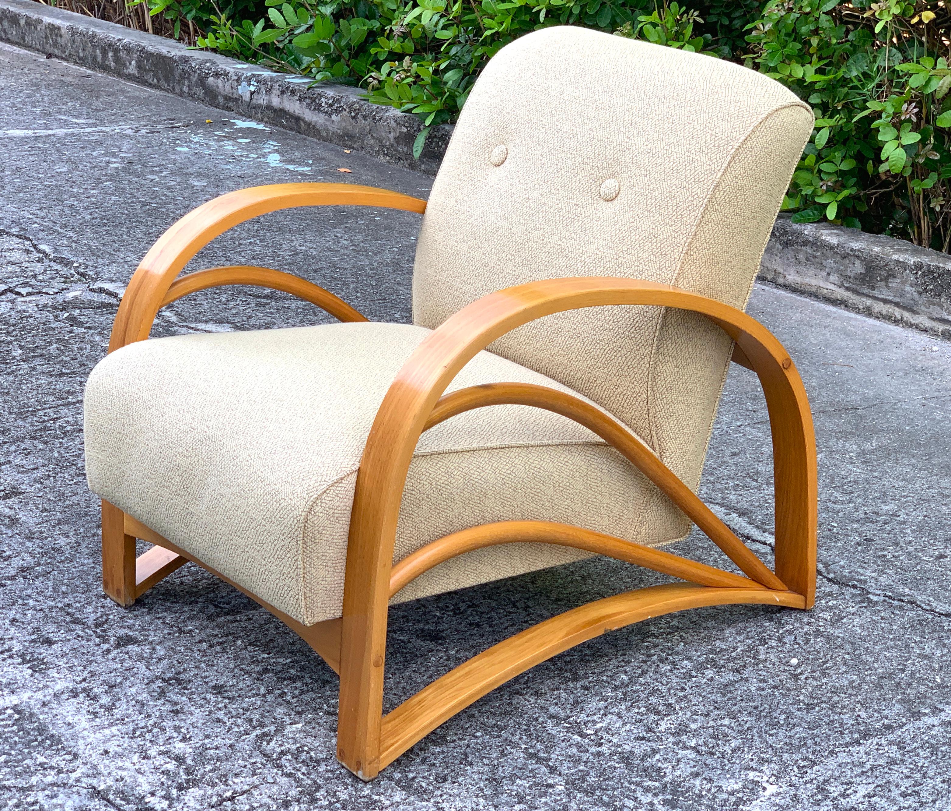 Pair of Modern Birch Club Chairs in the Style of Paul Frankl 1