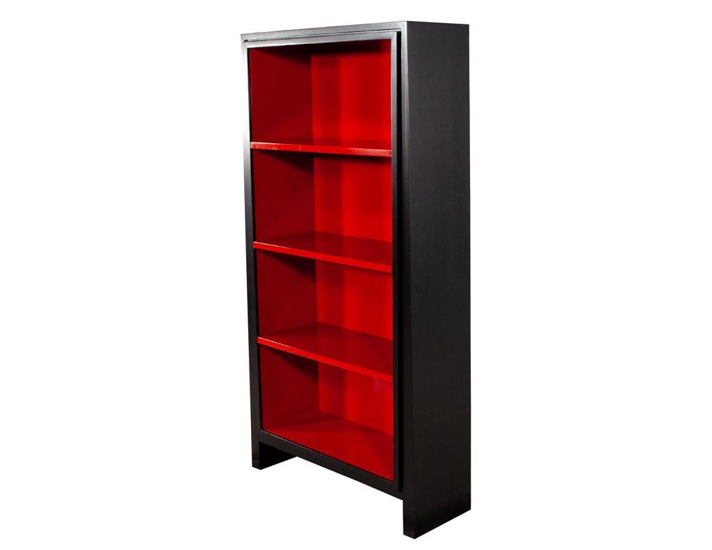 Pair of Modern Black and Ruby Bookcases 4