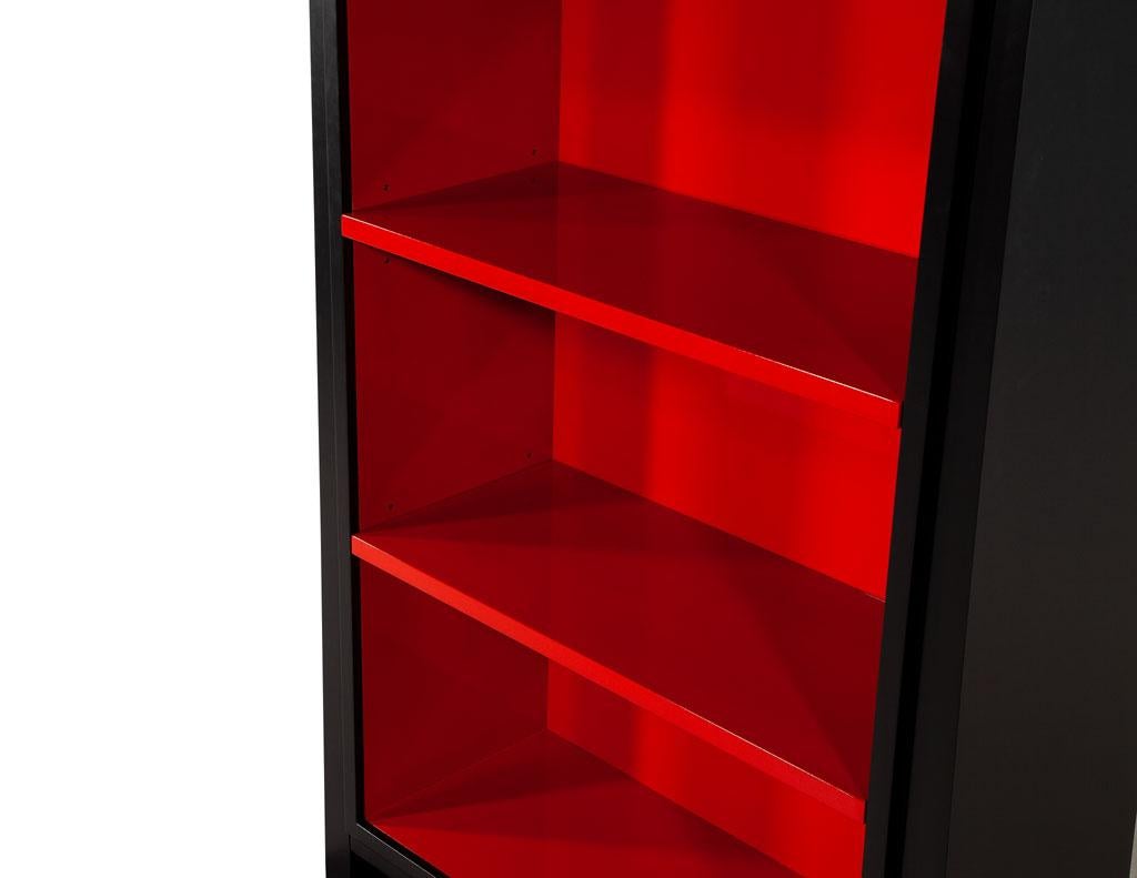 Pair of Modern Black and Ruby Bookcases 6