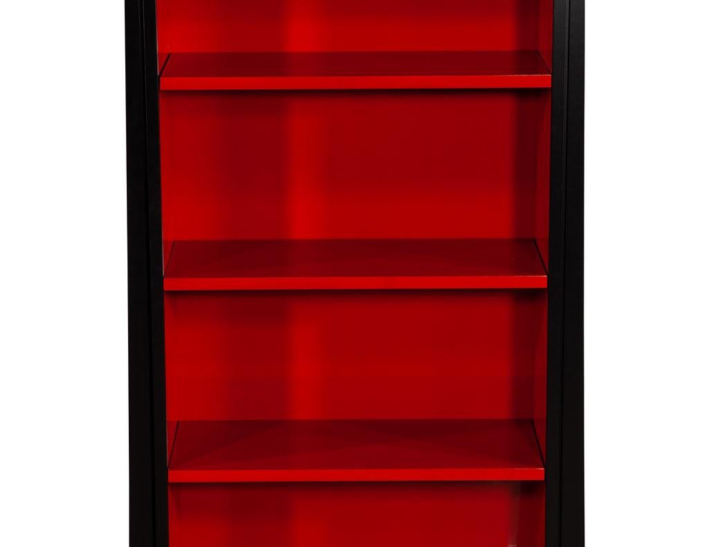 Pair of Modern Black and Ruby Bookcases 3