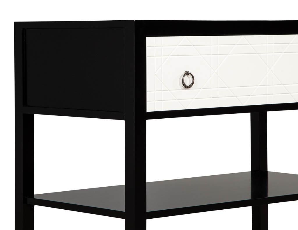 Pair of Modern Black and White Nightstands For Sale 4
