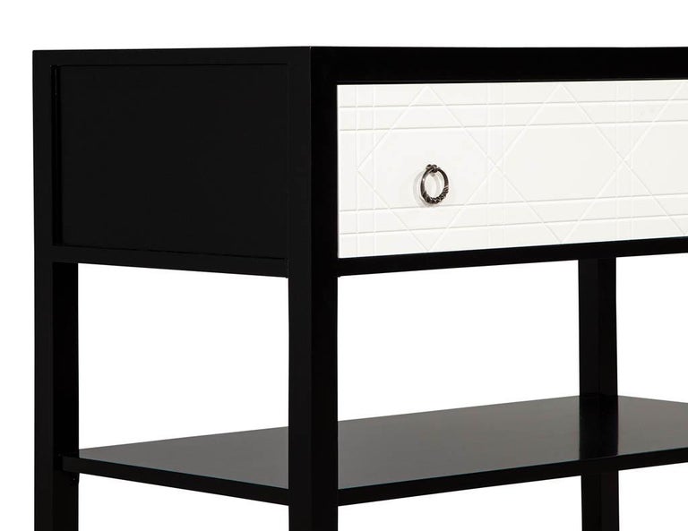 Pair of Modern Black and White Nightstands For Sale 6