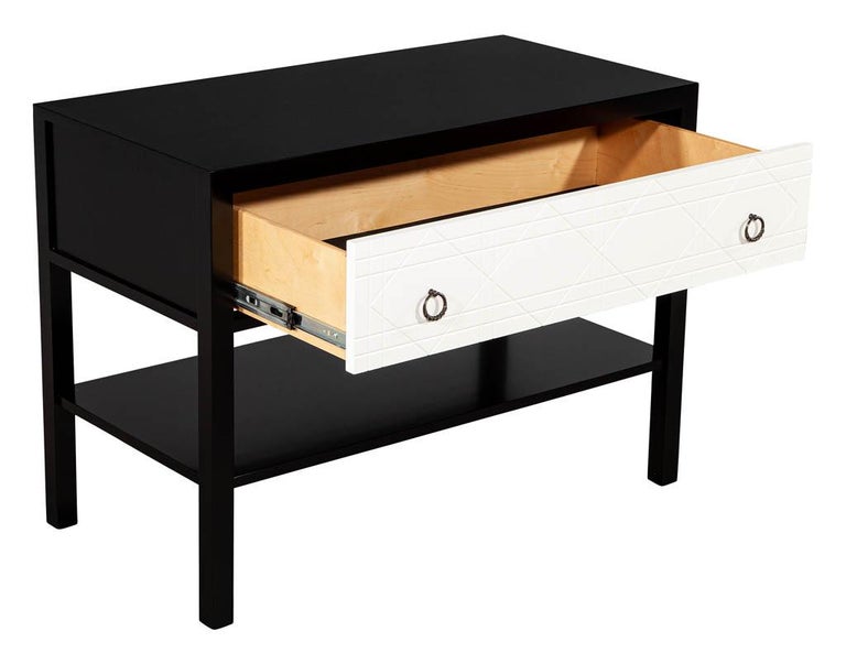 American Pair of Modern Black and White Nightstands For Sale