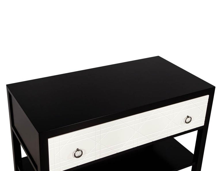 Pair of Modern Black and White Nightstands For Sale 1