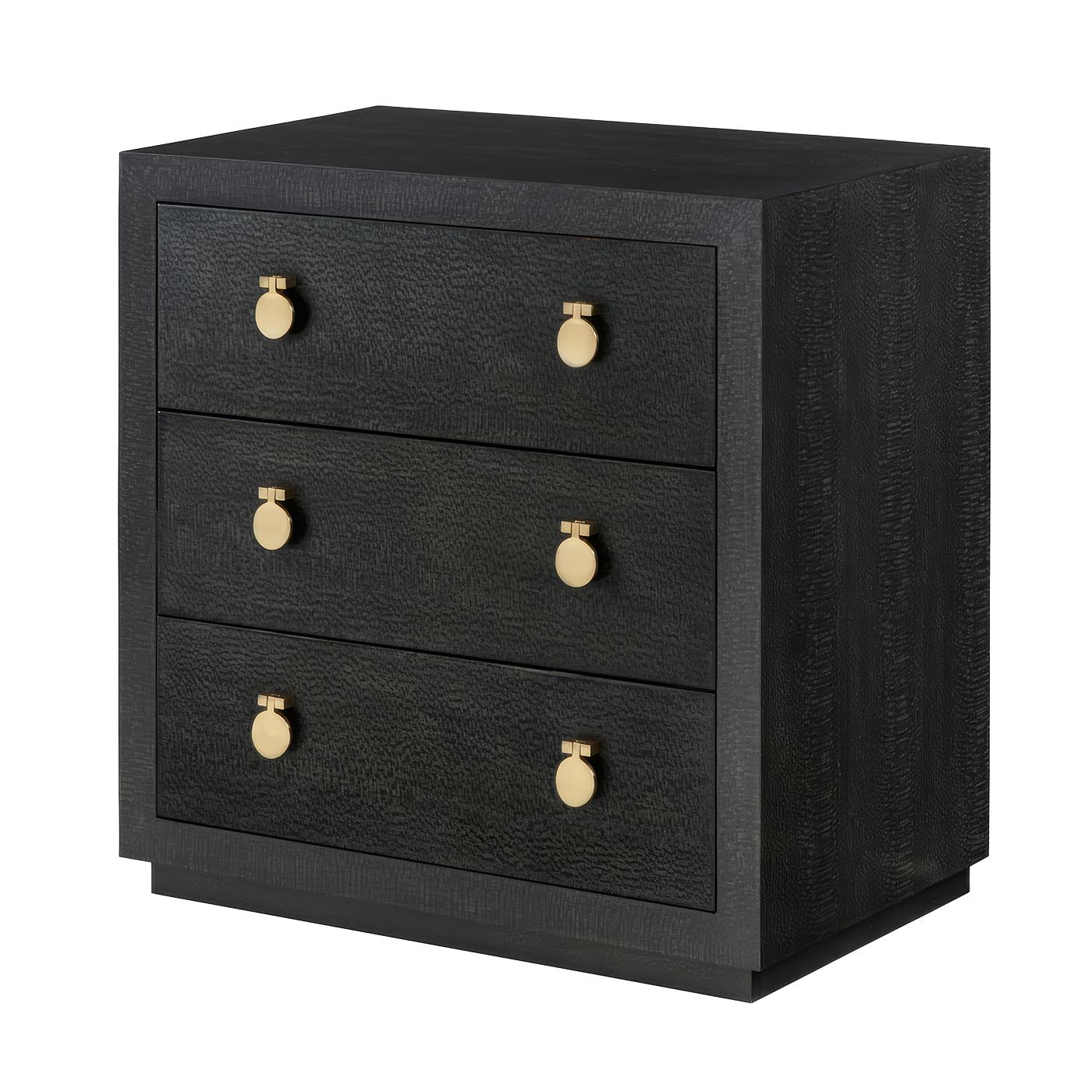 Mid-Century Modern Pair of Modern Black Bedside Chests For Sale