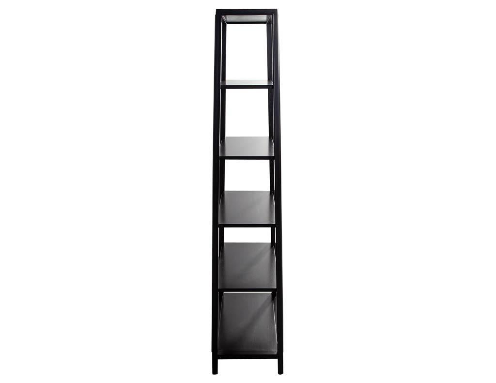 American Pair of Modern Black Bookcases in Solid Wood For Sale