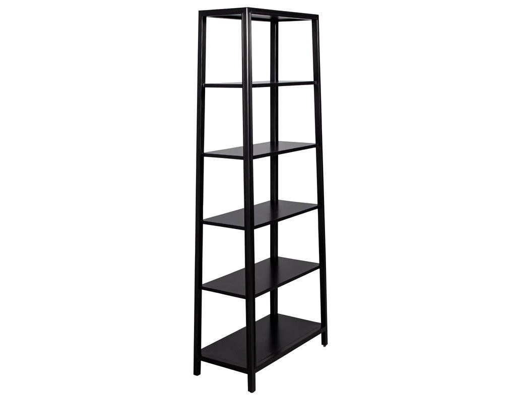 Pair of Modern Black Bookcases in Solid Wood In Excellent Condition For Sale In North York, ON