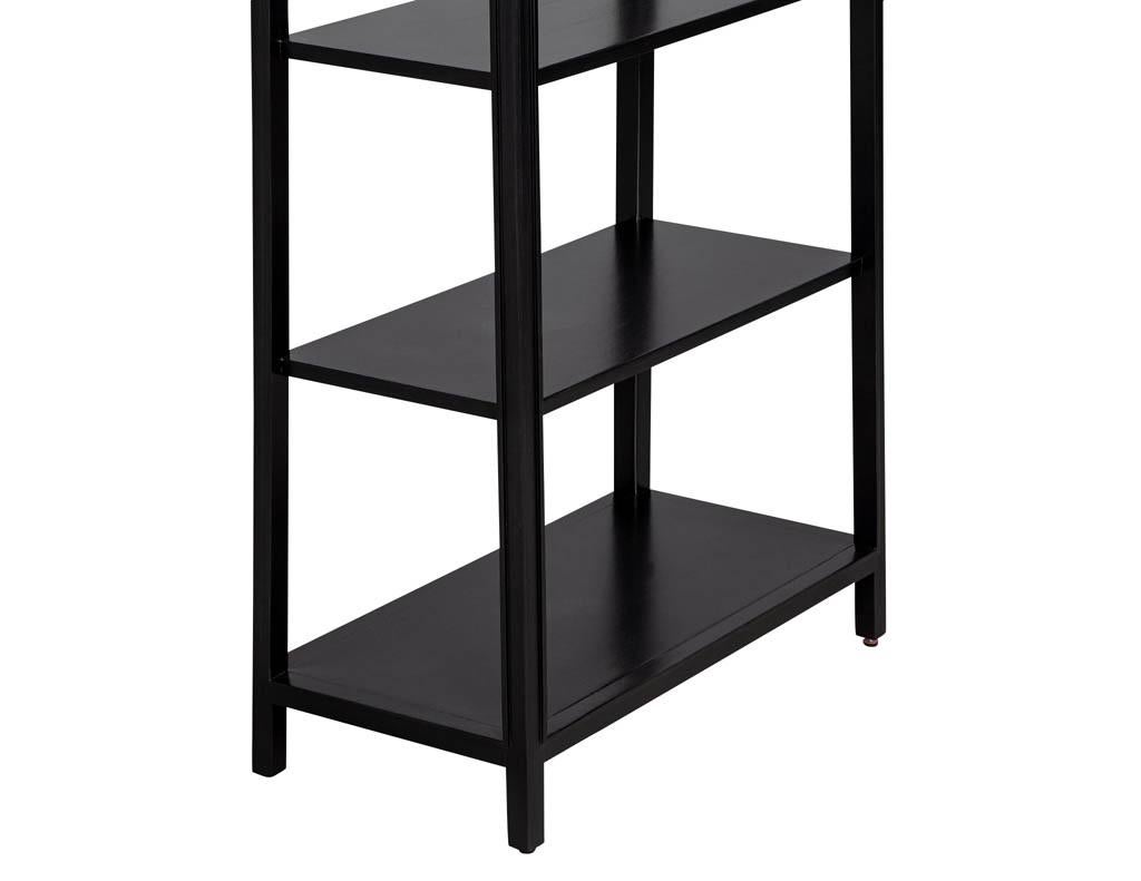 Contemporary Pair of Modern Black Bookcases in Solid Wood For Sale