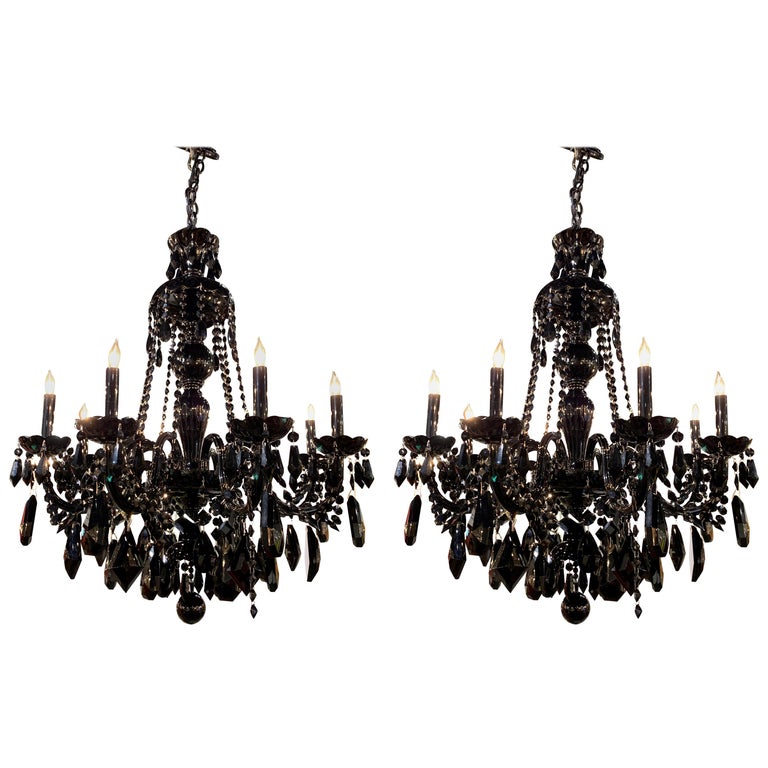 Pair of Modern Black Crystal 8-Light Chandeliers at 1stDibs | black ...