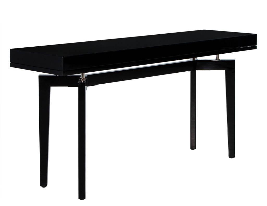Pair of Modern Black Lacquered Console Tables For Sale at 1stDibs