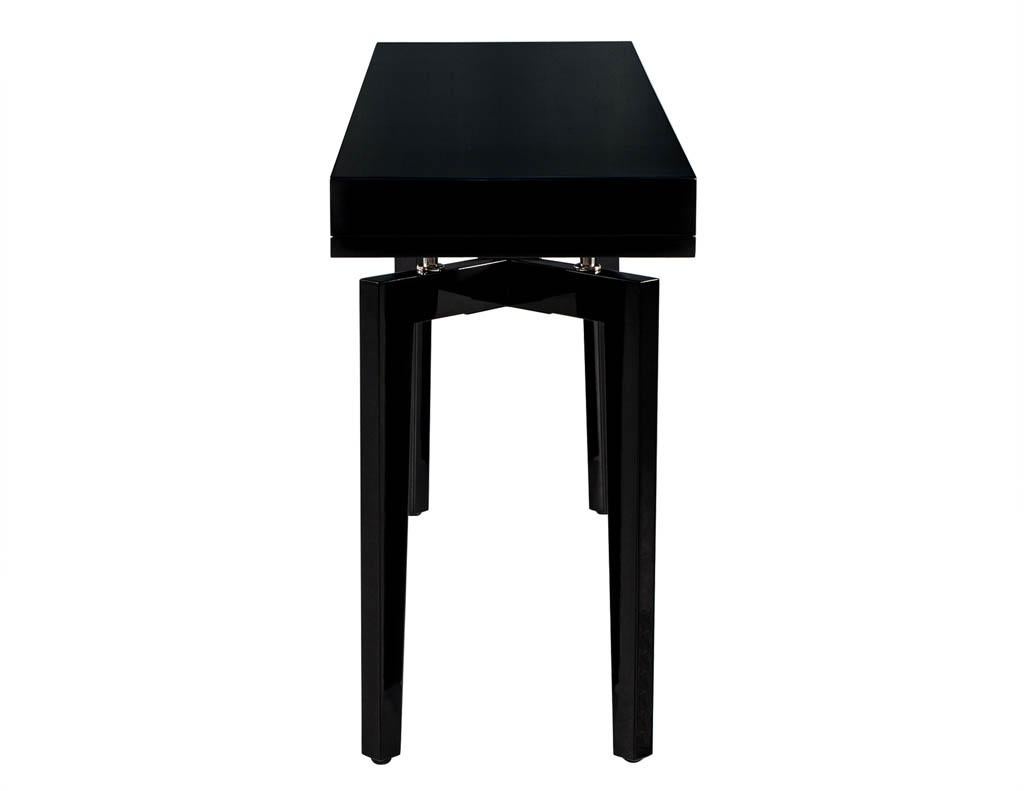 Pair of Modern Black Lacquered Console Tables 5