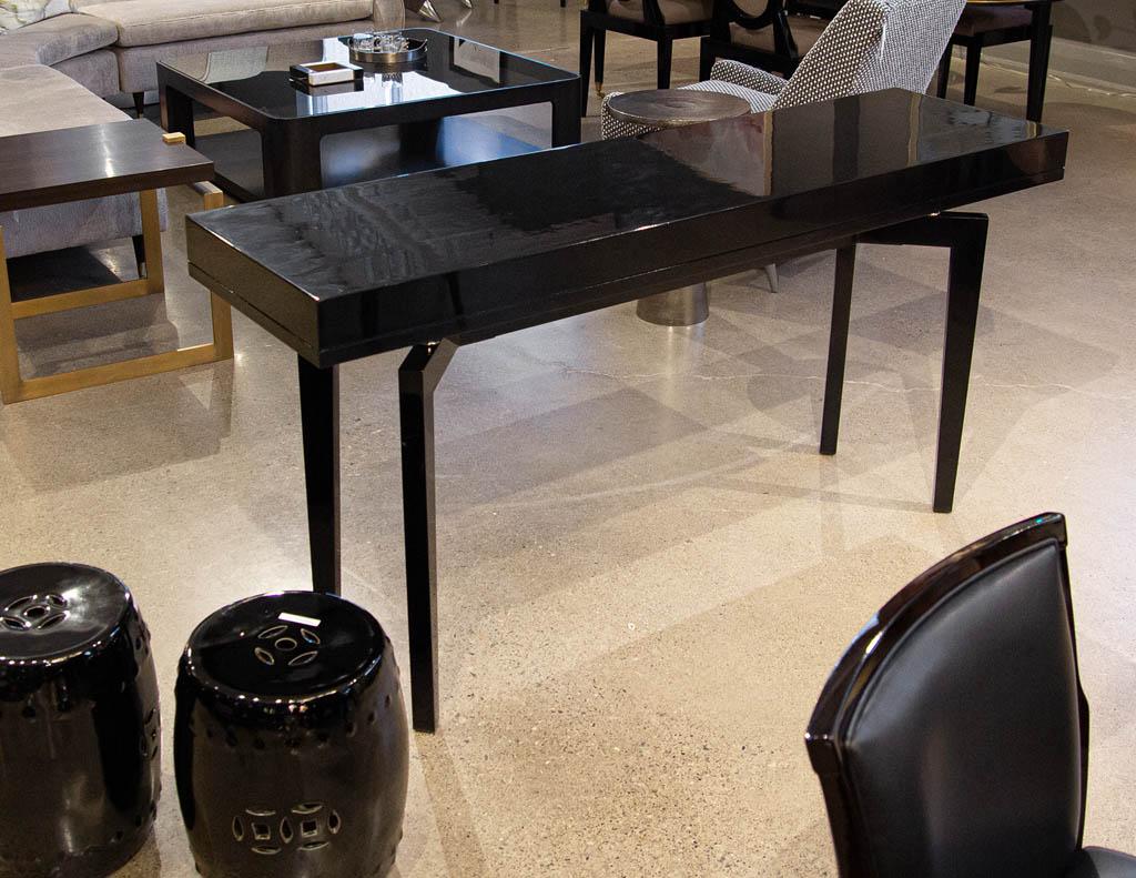 Pair of Modern Black Lacquered Console Tables 8
