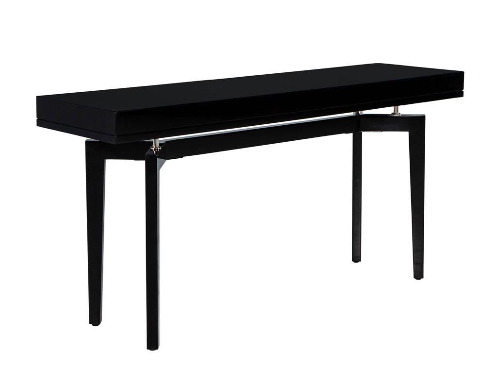 Mid-Century Modern Pair of Modern Black Lacquered Console Tables